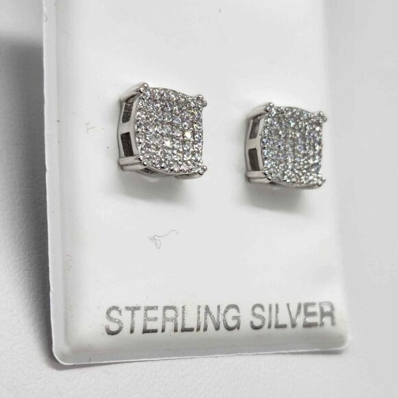 Brand New   Sterling Silver 925 Square  Design Earrings - Picture 2 of 4